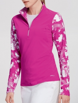 SPECIAL Annika Ladies & Plus Size Energy ½-Zip Long Sleeve Mock Golf Shirts - Thrill