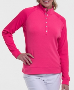 EP New York Ladies & Plus Size Long Sleeve Snap Placket Golf Pullovers - SOLEIL (Fruit Punch)
