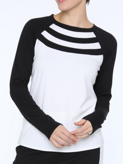 SALE Belyn Key Women's Plus Size Laguna Long Sleeve Pullover Golf Shirts - ESSENTIALS (Chalk/Onyx