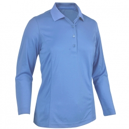 Monterey Club Ladies & Plus Size Dry Swing Pique Solid Long Sleeve Golf Shirts - Assorted Colors