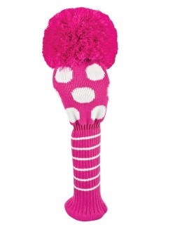 Just4Golf Large Dot Driver Golf Headcover - Pink & White