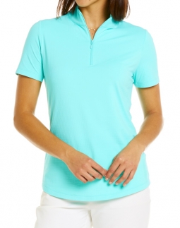 Ibkul Ladies & Plus Size Solid Short Sleeve Mock Neck Golf Shirts - Assorted Colors