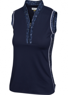 Greg Norman Ladies Bellini Sleeveless Zip Golf Shirts - JET SET (Navy)