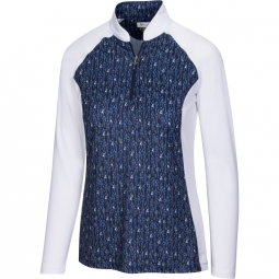 Greg Norman Ladies & Plus Size Solar XP Spritz Long Sleeve ¼-Zip Golf Shirts - JET SET (Navy)