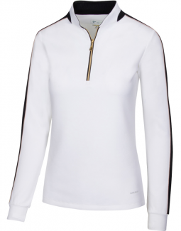 Greg Norman Ladies & Plus Size Solar XP Voyager Long Sleeve ¼-Zip Golf Shirts - URBAN SAFARI (White
