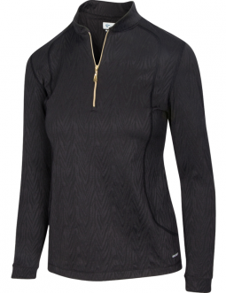 SPECIAL Greg Norman Ladies Solar XP Convoy Long Sleeve ¼-Zip Golf Shirts - URBAN SAFARI (Black)