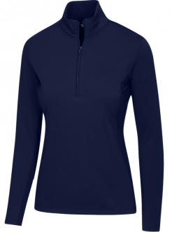 Greg Norman Ladies Vivian Long Sleeve ½-Zip Mock Golf Shirts - ESSENTIALS (Navy)