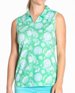 SPECIAL Sport Haley Ladies & Plus Size Pembroke Sleeveless Print Golf Polo Shirts - BERMUDA (Bermuda
