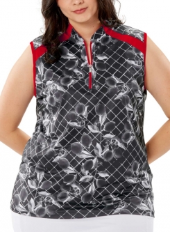 Nancy Lopez Ladies & Plus Size TART Sleeveless Zip Golf Shirts - Black/Multi