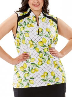 Nancy Lopez Ladies & Plus Size TART Sleeveless Zip Golf Shirts - White/Multi
