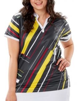 Nancy Lopez Ladies & Plus Size SPRITE Short Sleeve Golf Shirts - Black Multi