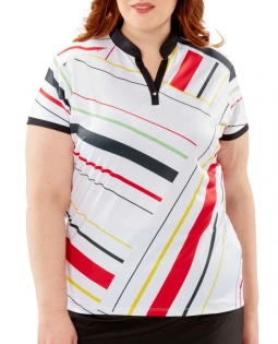 Nancy Lopez Women's Plus Size SPRITE Short Sleeve Golf Shirts - White Multi
