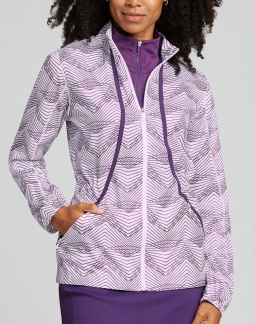 SALE Annika Ladies Long Sleeve Cloud Breaker Print Full Zip Golf Jackets - White/Black Impulse