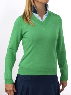 Scratch Seventy (70) Ladies Long Sleeve V-Neck Sweaters - KELLY (Green)