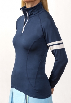 Scratch Seventy (70) Ladies Shannon Long Sleeve Zip Golf Shirts - KELLY (Navy)