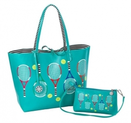 Sydney Love Ladies Tennis Themed Reversible Totes with Inner Pouch - Serve It Up