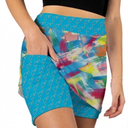 Skort Obsession Ladies & Plus Size Just Strokes Pull On Print Golf Skorts - Multicolor