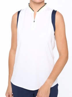 Belyn Key Ladies & Plus Size Sabrina Sleeveless Golf Shirts - SABRINA (Chalk/Ink/Lemon)