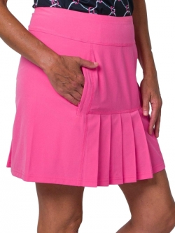 JoFit Ladies & Plus Size Dash Long Pull On Golf Skorts - Agua Fresca/Blanco (Candy Pink)