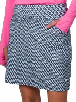 SPECIAL JoFit Ladies & Plus Size Mina (Long) Printed Pull On Golf Skorts - Blanco (Herringbone)