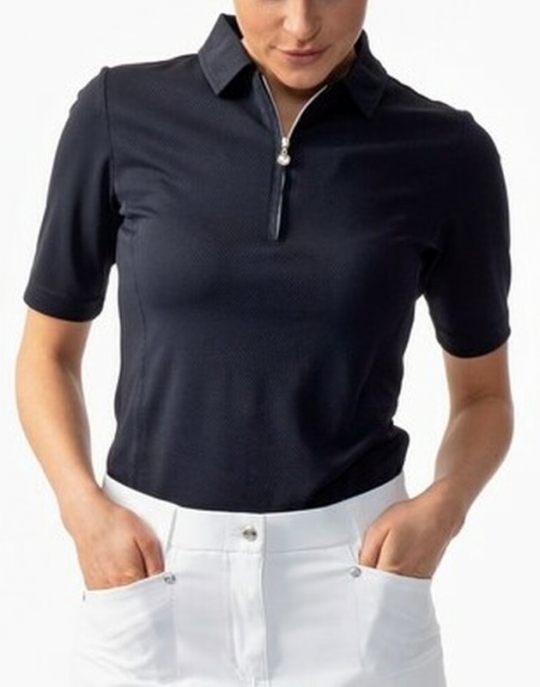 Ladies Breathable Polo Shirt Short Sleeve Wicking Contrast Sports Pique Top Tee