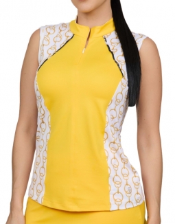 Sofibella Ladies Sleeveless Zip Golf Shirts - GOLD JEWEL (Yellow)