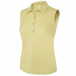 SALE Monterey Club Ladies & Plus Size Floral Emboss Sleeveless Golf Polo Shirts - Butter & Black