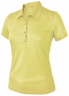 SALE Monterey Club Ladies Floral Emboss Short Sleeve Golf Polo Shirts - Butter