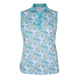 Monterey Club Ladies & Plus Size Cherry Blossom Print Sleeveless Golf Shirts - Assorted Colors