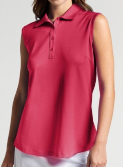 Bermuda Sands Ladies & Plus Size Gigi Sleeveless Golf Polo Shirts - Azalea