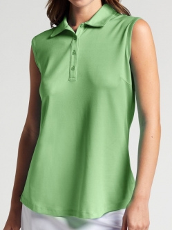 SALE Bermuda Sands Ladies & Plus Size Gigi Sleeveless Golf Polo Shirts - Green Ash