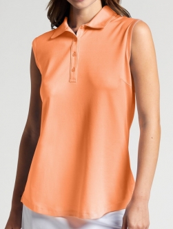 SALE Bermuda Sands Ladies Gigi Sleeveless Golf Polo Shirts - Peach Cobbler