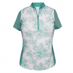 Monterey Club Ladies & Plus Size Chalk Floral Print Short Sleeve Golf Shirts - Two Colors