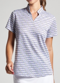 SPECIAL Bermuda Sands Ladies & Plus Size Bellini Short Sleeve Print Golf Shirts - White
