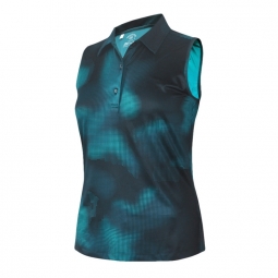Monterey Club Ladies & Plus Size Two Tone Dot Printed Sleeveless Golf Shirts - Assorted Colors