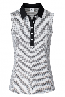 Daily Sports Ladies & Plus Size Cilla Sleeveless Print Golf Polo Shirts - Black