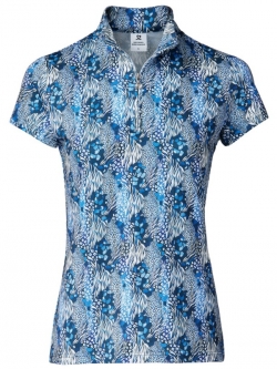 Daily Sports Ladies & Plus Size Felice Short Sleeve Print Golf Shirts - Blue Scroll