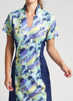 SPECIAL Bermuda Sands Women's Plus Size Calliope Short Sleeve Print Golf Dress - Nautical