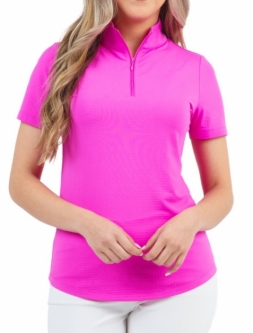 Ibkul Ladies Solid Short Sleeve Mock Neck Golf Shirts - Assorted Colors