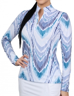 SPECIAL Sofibella Ladies & Plus Size Long Sleeve Mock Golf Shirts - UV FEATHER (Echo)