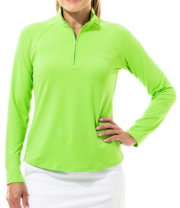 SanSoleil Ladies & Plus Size SolTek LUX Long Sleeve Solid Zip Mock Golf Sun Shirts - Assorted Colors