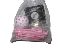 BOG Golf Gals Gift Combos - Visor Clip & Ball Marker, Polka Dot Golf Ball & Tees (White/HotPink)