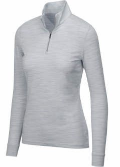 Greg Norman Ladies Heathered Mesh ¼-Zip Long Sleeve Mock Golf Shirts - Two Colors