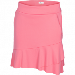 Greg Norman Ladies & Plus Size Crossover Flounce 18" Pull On Golf Skorts - MUMBAI (Coral Guava)