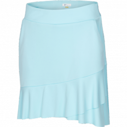 Greg Norman Ladies & Plus Size Crossover Flounce 18" Pull On Golf Skorts - REFLECTIONS (Pure Aqua)