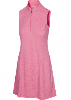 Greg Norman Ladies Flare Sleeveless Zip Golf Dress - MUMBAI (Coral Guava)