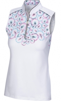 SPECIAL Greg Norman Ladies ML75 Lily Sleeveless Golf Shirts - REFLECTIONS (White)