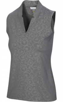 SPECIAL Greg Norman Ladies ML75 Monet Sleeveless Print Golf Shirts - REFLECTIONS (Graphite)