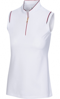 SPECIAL Greg Norman Ladies Divine Sleeveless Zip Golf Shirts - MUMBAI (White)