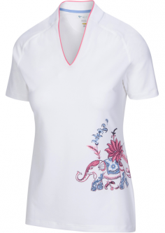 SPECIAL Greg Norman Ladies ML75 Sanctuary Short Sleeve Golf Shirt - MUMBAI (White)
